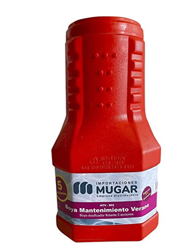 MUGAR- Cloro con DOSIFICADOR Flotante 2 KGS- 5 ACCIONES Boya de Mantenimiento de Piscinas en Verano- 2kg - Productos para Limpieza y Mantenimiento