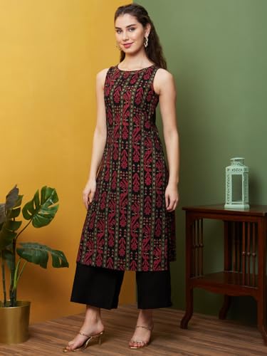 Image of Globus Women Kurta Set (3640921001 Black S)