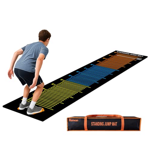 Standing Long Jump Mat, Non Slip Broad Jump Measurement Mat with Storage Bag, Sports Training Mats for Gym, School Athletics & Home Workout
