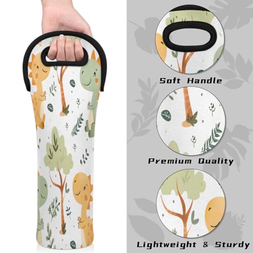 Cute Dinosaurs Wine Carrier Tote Bag Neoprene Bottles Protector Bags for Drinks/Water/Beer Bottles Reusable Wine Bag for Travel Picnic Party Restaurant3