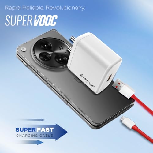 Image of Lapcare Thursty100Mulit Wall Charger 100W Output To265 v Ac Supervooc Supported Cable Inside 21 Power Adapter-Ultra Fast Charger for Oneplus, Fast Charger wit USB to C Dash SUPERVOOC Cable for Oneplus12 /12r /11 /11R /10 /10R /9 /9R /Nord 4 / Ce4 / Ce3 / Ce4 Lite and Other Devices