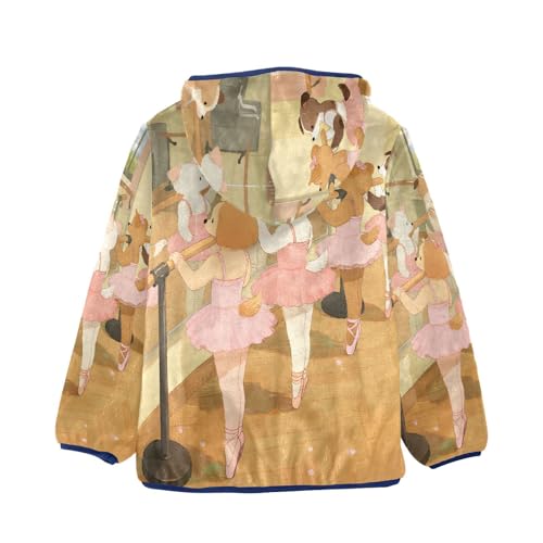 Cute Animals Dancing in Ballet Toddler Fleece Jacket Girl Boys Hooded Fleece Jacket Coat Warm Outwear Zip-up 3-10T2