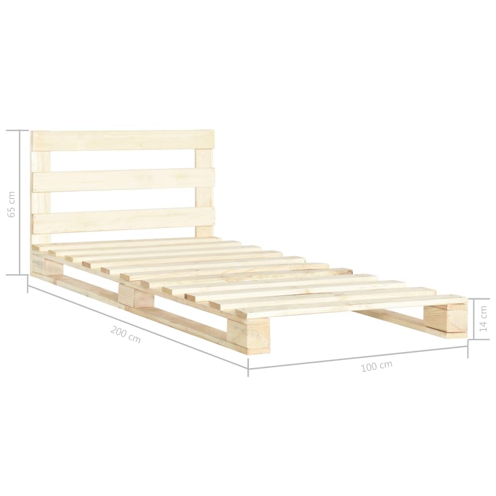 Genérico Estructura Cama palets sin colchón Madera Maciza Pino 100x200cm,Mobiliario,Camas y Accesorios,Camas y somieres,Marrón,25.8 kg,285242