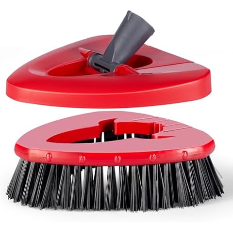 Scrub Brush with Refill Base, Spin Mop Head Scrubber Replacement Compatible with O Cedar EasyWring 1-Tank System, Hard Bristles Floor Scrubber, Tub & Tile Cleaning Brush for Bathroom, Kitchen, Patio Cover