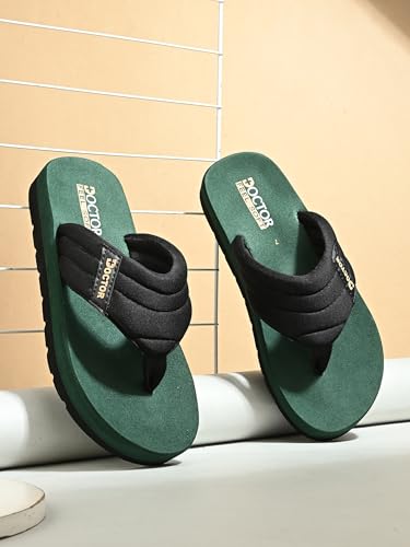 Image of Cushioned Flip Flops for Men | Padded Fabric Strap Thong Slippers | Lightweight Anti-Slip EVA Sole Everyday Wear Footwear