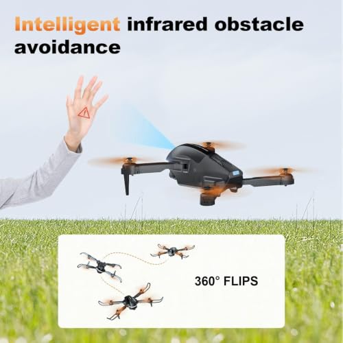 Image of HILLSTAR Foldable Remote Control Obstacle Avoidance Drone with Dual Camera HD Wide Angle Lens Optical Flow Positioning with 1800Mah Battery WiFi FPV 4-Axis Dual Camera with 7 colors Flash Light