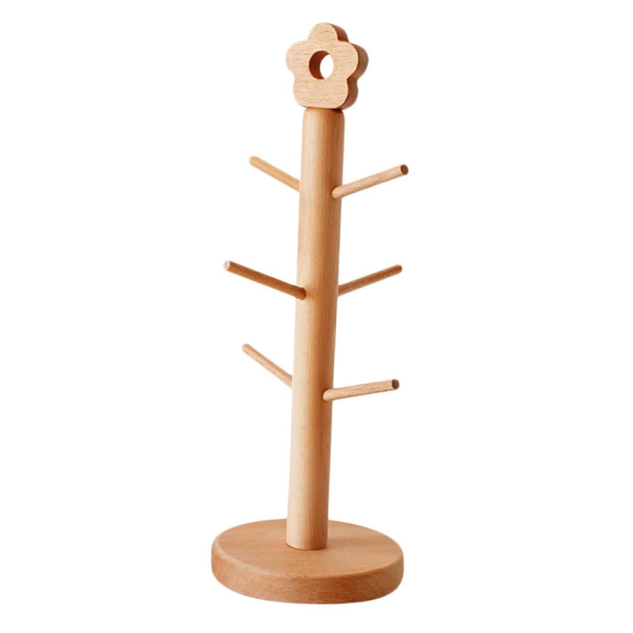 BRIGHTFUFU 1PC Elegant Cup Hanging Rack Multi Purpose Jewelry and Key Organizer Stylish Flower Design for Kitchen and Tabletop Display Khaki