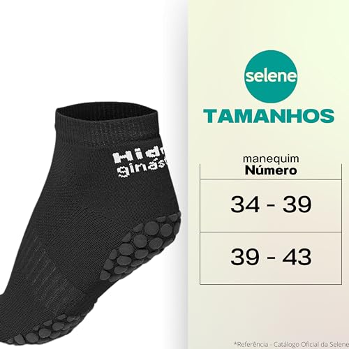 Kit 03 Meias Hidroginástica Antiderrapante Poliamida Selene Unissex Adulto | Preto | 34-39 | 4010.00