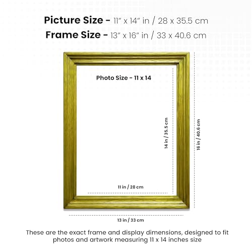 Image of Handmade Wooden Photo Frame, 11 x 14 inch Display for Artworks, Pictures and Photos of Your Loved Ones, Best for Home, Office, Wall Decor, Living Room, Bedroom, Pine Green