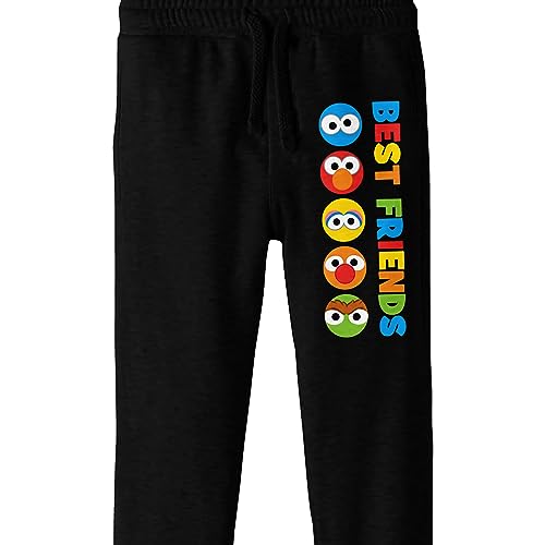 Sesame Street Best Friends Chibi Character Heads Boy's Black Jogger Pants2