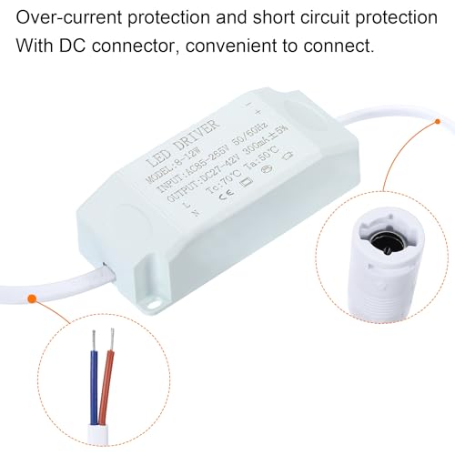 Image of PATIKIL 8-12W 300mA LED Driver, 3 Pack AC 85-265V Output 27-42V DC Female Connector Constant Current Rectifier Transformer External Power Supply