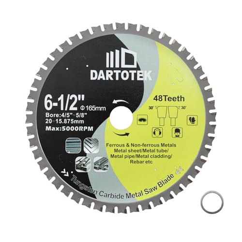 165mm TCT Hojas de Sierra, 48 Dientes Disco de Corte de Metal Carburo de Tungsteno con Punta de Sierra Circular para Hierro, Acero Inoxidable, Níquel, Titanio, Metales Ferrosos, y Tubos de Acero