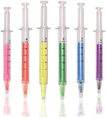 Euvoym 6 PCS Novelty Syringe Pens Nurse Syringe Highlighter Pens Injection Pen Syringe Pen for Office School Home (6)