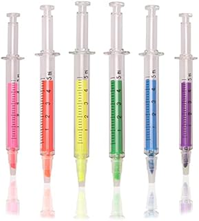 Euvoym 6 PCS Novelty Syringe Pens Nurse Syringe Highlighter Pens Injection Pen Syringe Pen for Office School Home (6)