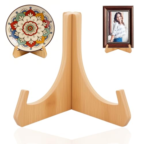 DGN Soporte para platos de madera, soporte para platos, soporte para platos de madera, soporte para presentación, decoración de mesa, extraíble, para platos, discos de vinilo, libros, placas, fotos