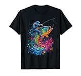 Photo Gallery colorato bass fishing splash design per i pescatori maglietta Photo Gallery colorato bass fishing splash design per i pescatori maglietta