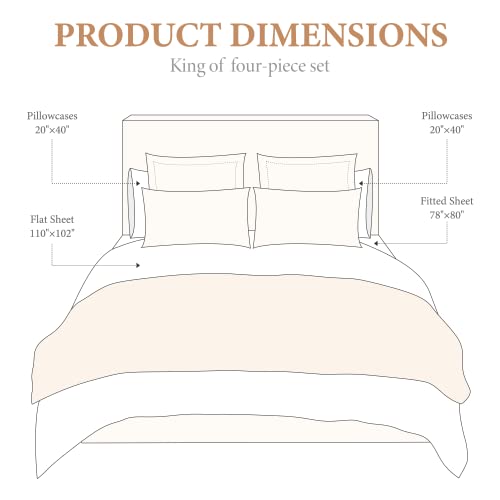 Cebihy Luxurious King Linen Sheet Set 4 Pcs, Deep Pocket, 100% French Normandy Linen, Soft, Breathable & Cooling For Hot Sleepers, Hypoallergenic Bedding Sheets & Pillowcases, White #TOP5