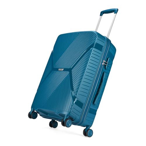 Image of VIP Plastic Hard Shell 8 Spinner Wheels Engage Check-In Trolley Bag Set - (56+66+76Cms) For Travel (So3, Light Blue), Small, Large, Medium