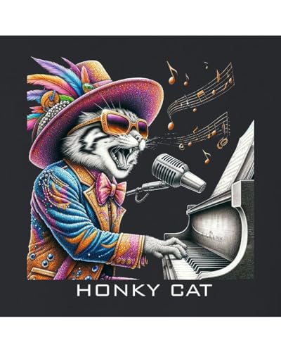 Go All Out Honky Cat Funny Elton Cat Playing The Piano Mens Women Youth T-Shirt3
