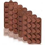 6 Pack Chocolate Silicone Mold Reusable Candy Gummy Molds for Chocolates Truffle Hard Candy, 15-Cavity
