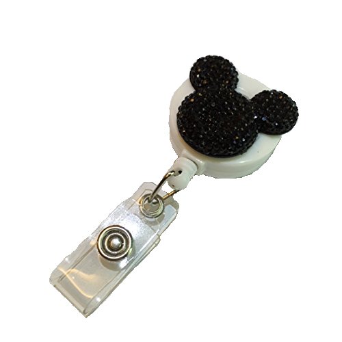 Black Bear Decorated Retractable Badge Reel ID Holder with Clip Backing