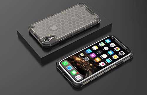 Image of Glasgow Back Case Cover Compatible with Apple iPhone XR (Honeycomb Pattern) - Black