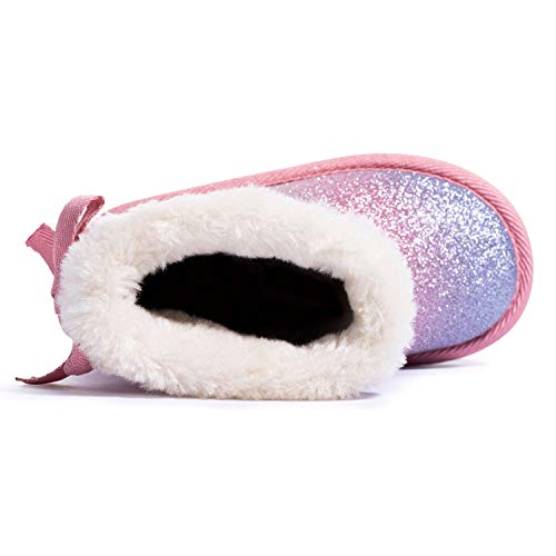 Krabor Girls Glitter Snow Boots Cotton Lining Warm Winter Non~Slip Shoes With Cute Bow For Toddlers/Little Kid  thumb #4