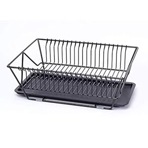 Waj Schwarz/Weißer Schmiedeeisen -Abflusskorb Rack Rack Küche Aufbewahrungsregal 37,5 * 29,5 * 13,5 Cm./Schwarz