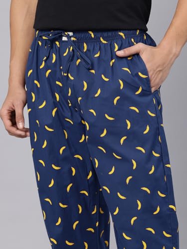 Image of Majestic Man Men's Printed Pure Cotton Lounge Pyjama | Comfort Fit | Elastic Waist with Drawstring | 3 Pockets | Button Closure