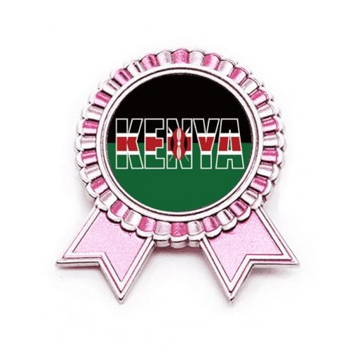 Broche drapeau Kenya Art déco en métal rose pour accessoiriser un blazer