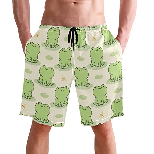 visesunny Cute Frog Animal Print Summer Men's Swim Trunks Quick Dry Bathing Suits Beach Holiday Party Swim Shorts2
