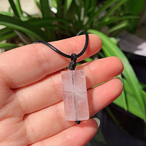天然石ペンダントクリスタルネックレス長方形カイヤナイトアメジストピンククォーツ振り子ジュエリーネックレス,バラ石英