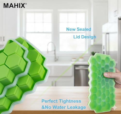 Image of Pack of 4 NEXVEU Silicon ICE Cube Tray with LID, 148 Cavity, Flexible, Easy Release, LFGB Certified, BPA Free, Dishwasher Safe, Durable & Reusable Ice Maker Mold for All Types of Drinks & Water.