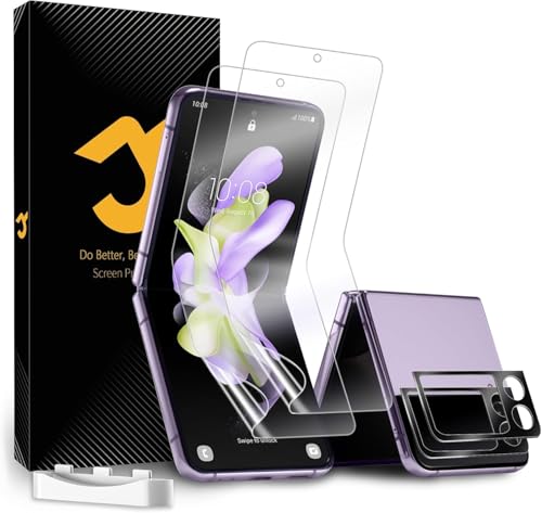 JZG 2x Film for Samsung Galaxy Z Flip 4 Screen Protector (No Glass) + 2x Camera Lens Protecter, Self-healing, Support Fingerprint Unlock, Anti-Fingerprint, Case friendly