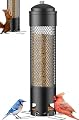 LCSEVEN Bird Feeders for Outdoors Squirrel Proof with Weight-Activated Perches, Hanging Bird Feeder for Outside, Metal Feeder for Wild Cardinal, Finch, Blue Jay, Chickadee, 3.6LB Seed Capacity, Black