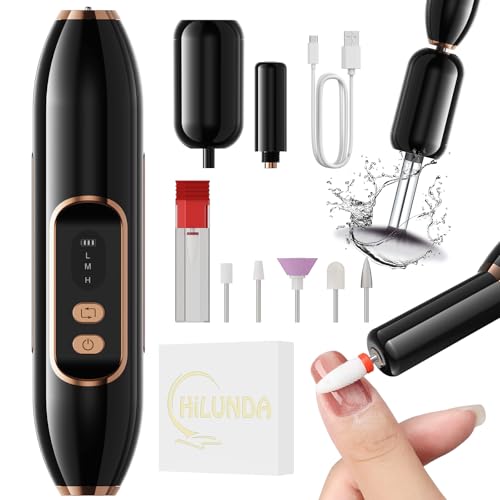 Torno para Uñas Profesional - 1500 mAh Lima Electrica Uñas y Limpia Brochas Maquillaje Electrico 2 en 1,3 Velocidades 20000 RPM Torno Manicura,Nail Drill Portátil,Uso Inalámbrico,para Salón DIY