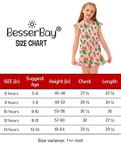 Besserbay Big Girl's First Day Of School Ruffled Romper Hot Summer Flutter-Sleeve Trendy Jumpsuit 7-8 Years #TOP5