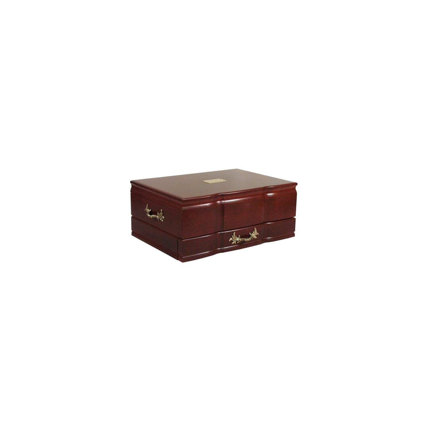 HomeStock Rustic Refinement Grandeur Solid Cherry One Drawer, Sculpted Flatware Chest (Rich Mahogany), 17 L X 11.5 W X 6.75 H, Rectangular Storage Chest