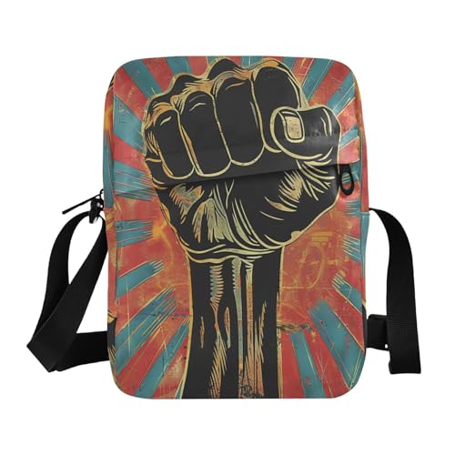 mens messenger bag crossbody mens crossbody bag crossbody purses for women Adjustable Strap for outdoor sports outdoor sports- Protest Fist Illustration
