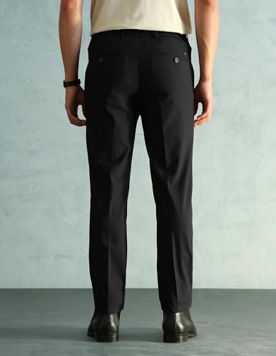 Image of Arrow Solid Super Slim Fit Formal Trousers for Men - Full Length Formal Pants for Men Office Wear