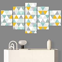 SIGNWIN 5 Panel Canvas Wall Art Modern Art Contemporary Dramatic Geometric Mixed Media Multicolor Patterns for Home Decorations Ready to Hang - 60