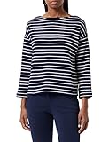 In Unifarben TOM TAILOR Damen Sweatshirt mit Streifen 1032595, 30468 - Navy Offwhite Stripe, M