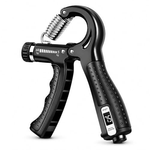 Image of Hand Grip Strengthener with Rep Counter - Adjustable Resistance (5-60 kg) Ergonomic Hand Gripper & Forearm Exerciser for Gym, Home Workout & Wrist Injury Recovery (Black)