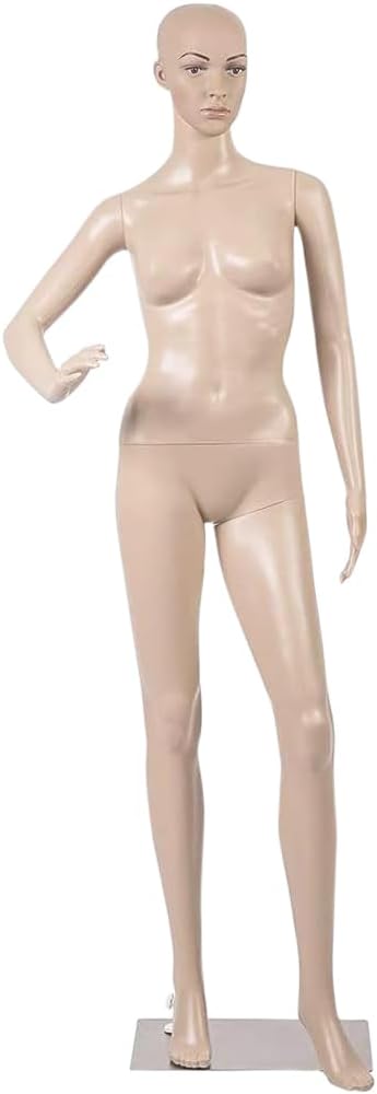 Luckyrao Female Mannequin Torso Dress Form Body Manikin Adjustable Model 69 Inch Full Plastic Stand Head Turns W/Metal Base