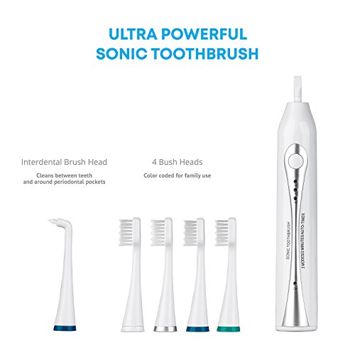 AquaSonic Home Dental Center Rechargeable Power Toothbrush & Smart Water Flosser Complete