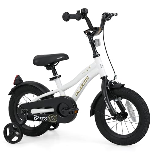 Image of Olakids Kids Bike, 12 14 16 18 Inch Toddlers Bike with Training Wheels Safety Bell Adjustable Seat and Handlebar, Handbrake and Coaster Brake, Children's Bicycle for Boys Girls