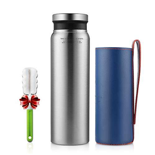 Stainless Steel Water Bottle - 25oz, Double Wall Vacuum Insulated Water Bottle, Wide Mouth, Perfect for Outdoor Sports (Silver)