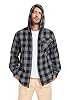 ZITY Mens Hoodies Flannel Shirt Long Sleeve Plaid Shirts Thin Zip Lumberjack Shirt Casual Button Down Checkered Flannel Top with Pocket M-3XL Dark Grey #1