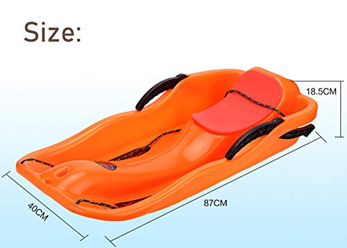 Longma Plastic Snow Sled with Cushion Downhill Toboggan Sled Slide Boat with Pull Rope for Kids＆Adults Winter Outdoor Activities (Dark Blue) - Thumbnail 7