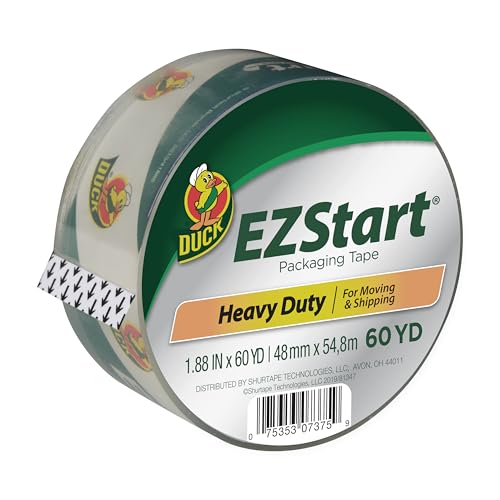 Image of Duck EZ Start Clear Packing Tape Refill - Quiet Easy Start Packaging Tape for Boxes, Shipping, Moving & Storage - 1.88 Inch x 60 Yards - 3 inch Core - Clear (299002)